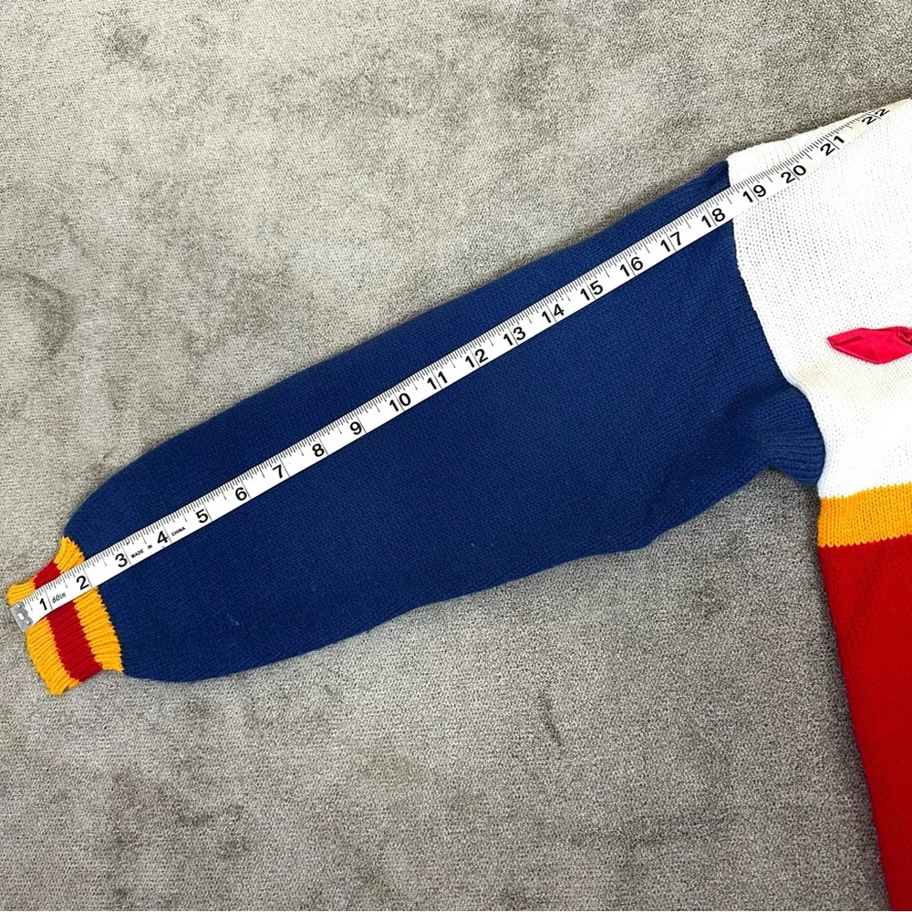 VINTAGE Color Block Sweater Cardigan Size L - Picture 5 of 9